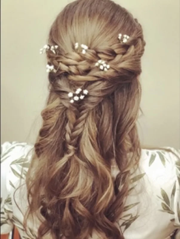 Braided half-up style by Salon 151